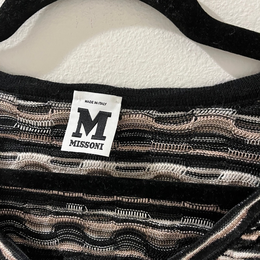Missoni Size 10 Striped V-Neck Merino Wool Blend Knit Long Sleeve Shirt Italy - Picture 4 of 7